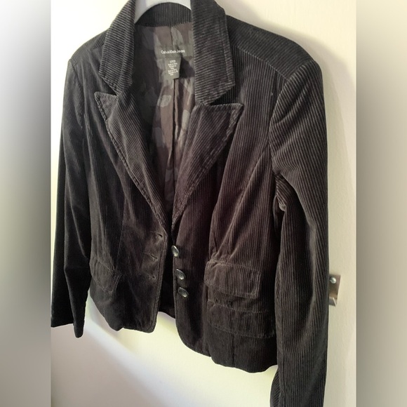 Calvin Klein Jeans Womens Black Corduroy Wide Wale Blazer Jacket Size Small - Picture 3 of 10